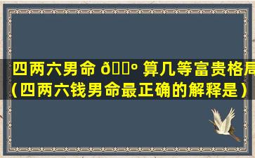 四两六男命 🌺 算几等富贵格局（四两六钱男命最正确的解释是）